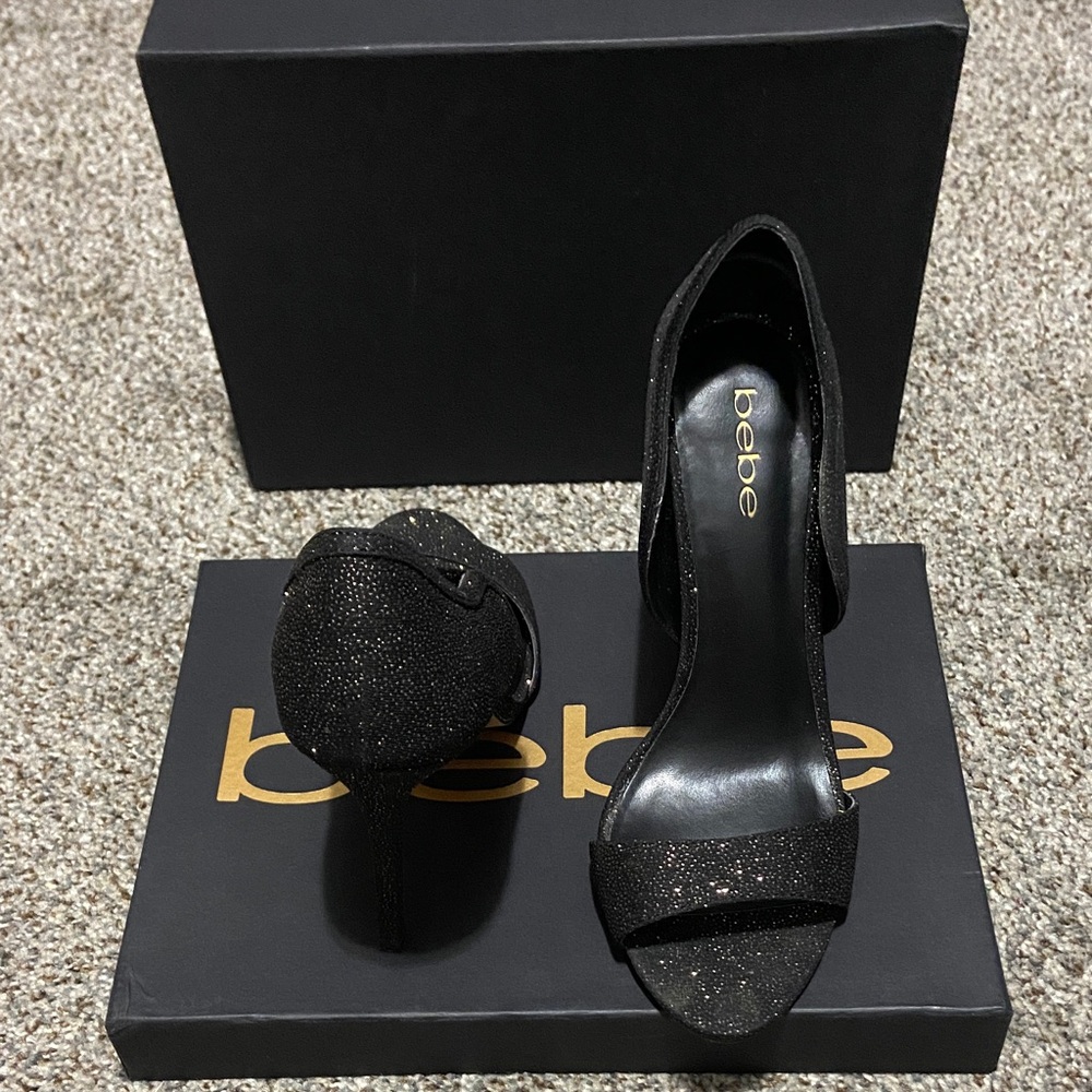 Bebe Black Sparkle Heels